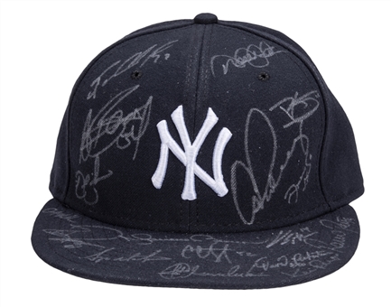 2010 New York Yankees Team Signed Hat with 17 Signatures Including Derek Jeter, Mariano Rivera, Alex Rodriguez, and C.C. Sabathia (PSA/DNA)